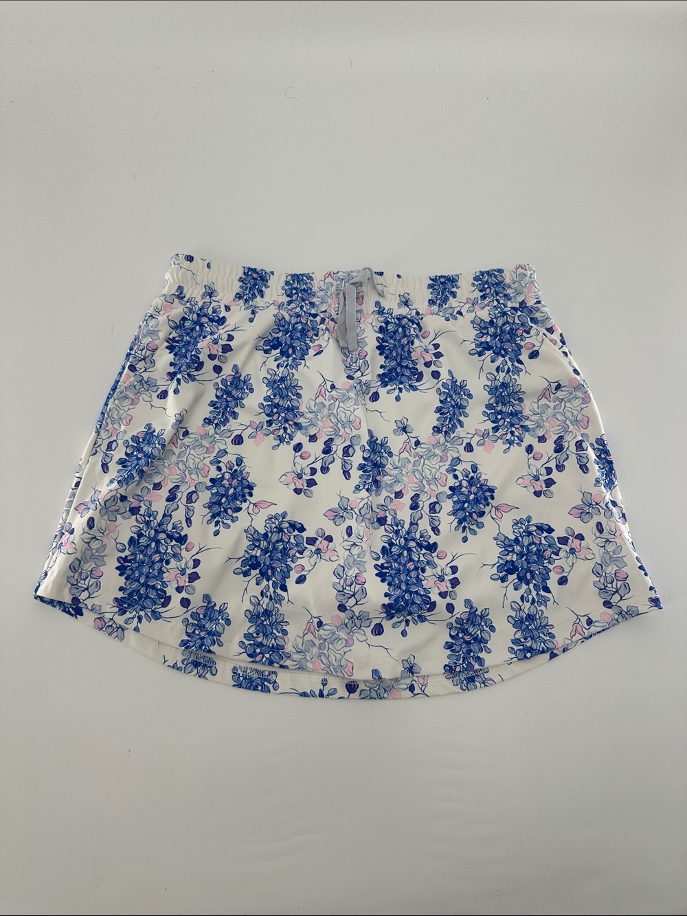 Women's Blue Floral Elastic-Waist Skirt